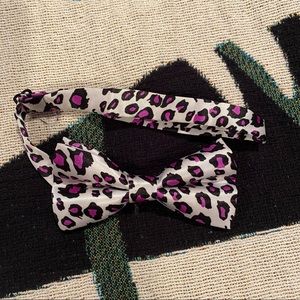 Purple Cheetah print Clip on Bow tie